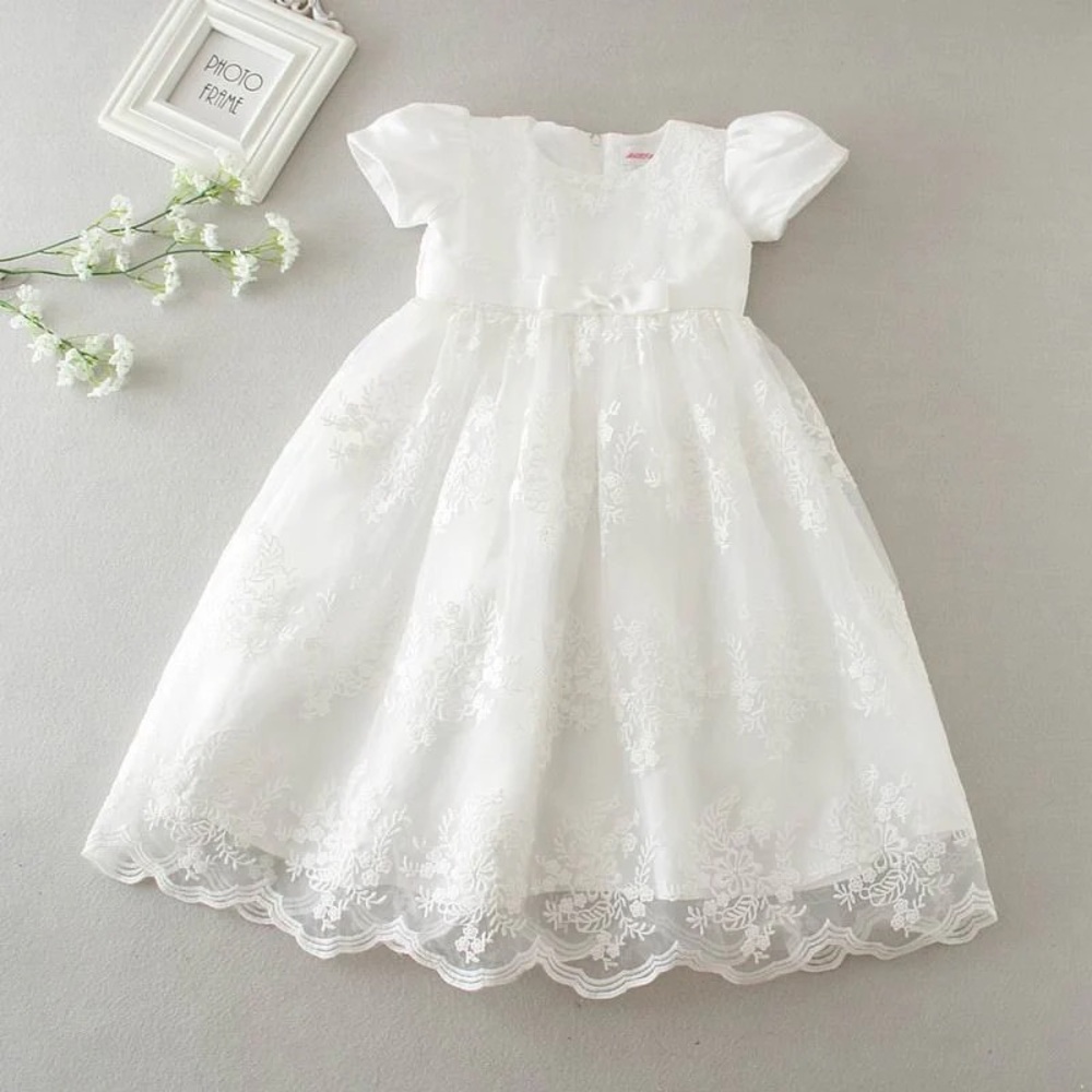 Nicolette’s Couture Christening Gown Lace Baptism Dress White 6 Months - Picture 9 of 12